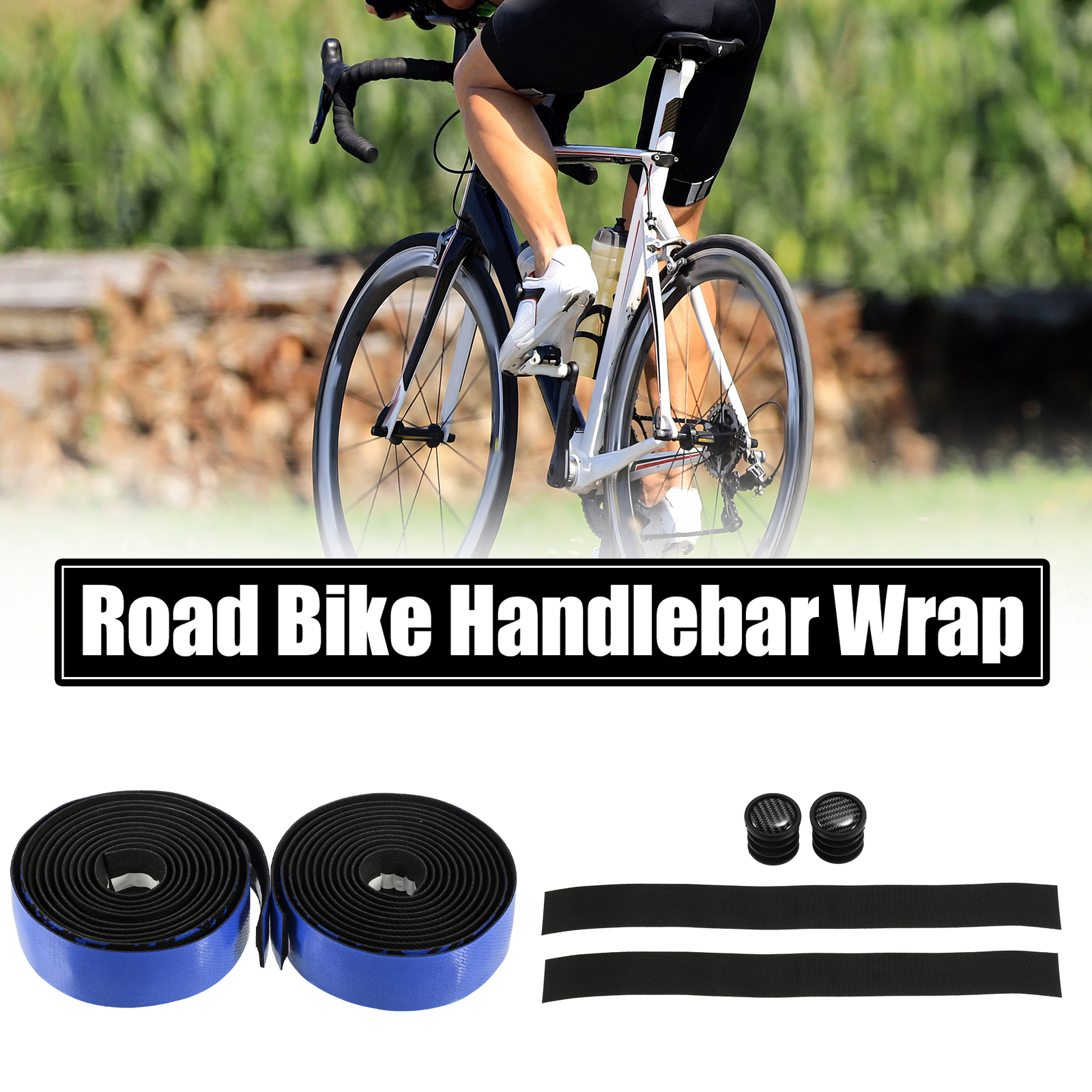 1 Set Bike Handlebar Grip Tape with End Plugs for Road Bike Sponge