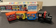 Vintage Working Wind Up ZIG-ZAG COMIC Western Express Tin Toy Train W Box
