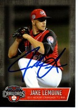 Jake Lemoine 2017 Hickory Crawdads Update Autographed Signed Card