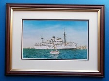 FRAMED SHIPPING PRINT OF DWARKAIN THE SHATT_AL_ARAB WATERWAY