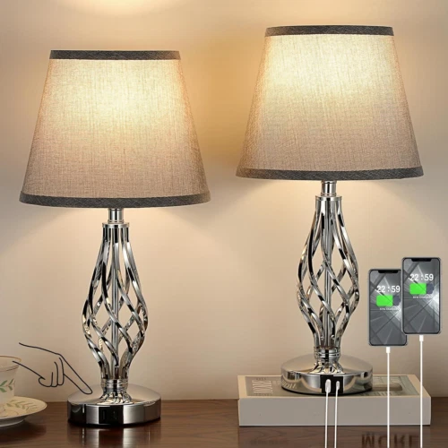 Touch bedside 2024 lamps with usb