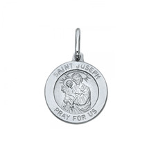 14K White Gold Saint Joseph Medal Pendant