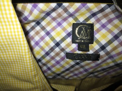 Men's CAVI Military Style Yellow Small Check Button Short