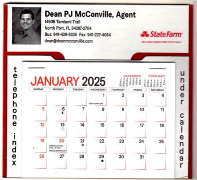 DESK CALENDAR - COLLECTIBLE 2025  5 X 6 MINI CALENDAR - PHONE EMERGENCY INDEX