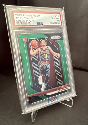 2018-19 Panini Prizm GREEN Trae Young Rookie RC PSA 10
