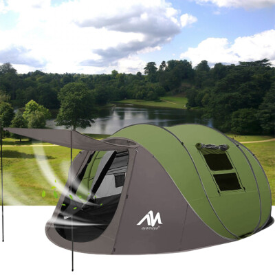 4-6 Person Outdoor Instant Camping Tent & Portable LED Light Lantern with Fan