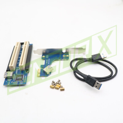 PCI-E Express X1 to Dual PCI Riser Extend Adapter Card With 2.6 FT USB 3.0 Cable