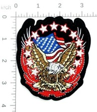 Eagle American Flag Embroidered Iron On Applique Patch 112