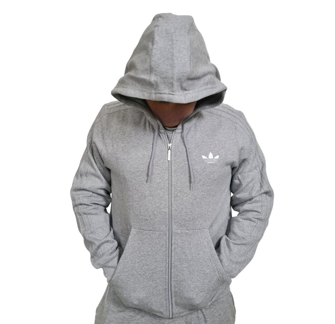 🚨 Adidas D84090 Trefoil SPO Hooded FLOC Fleece Sweatshirt Grey Men Size 2XL