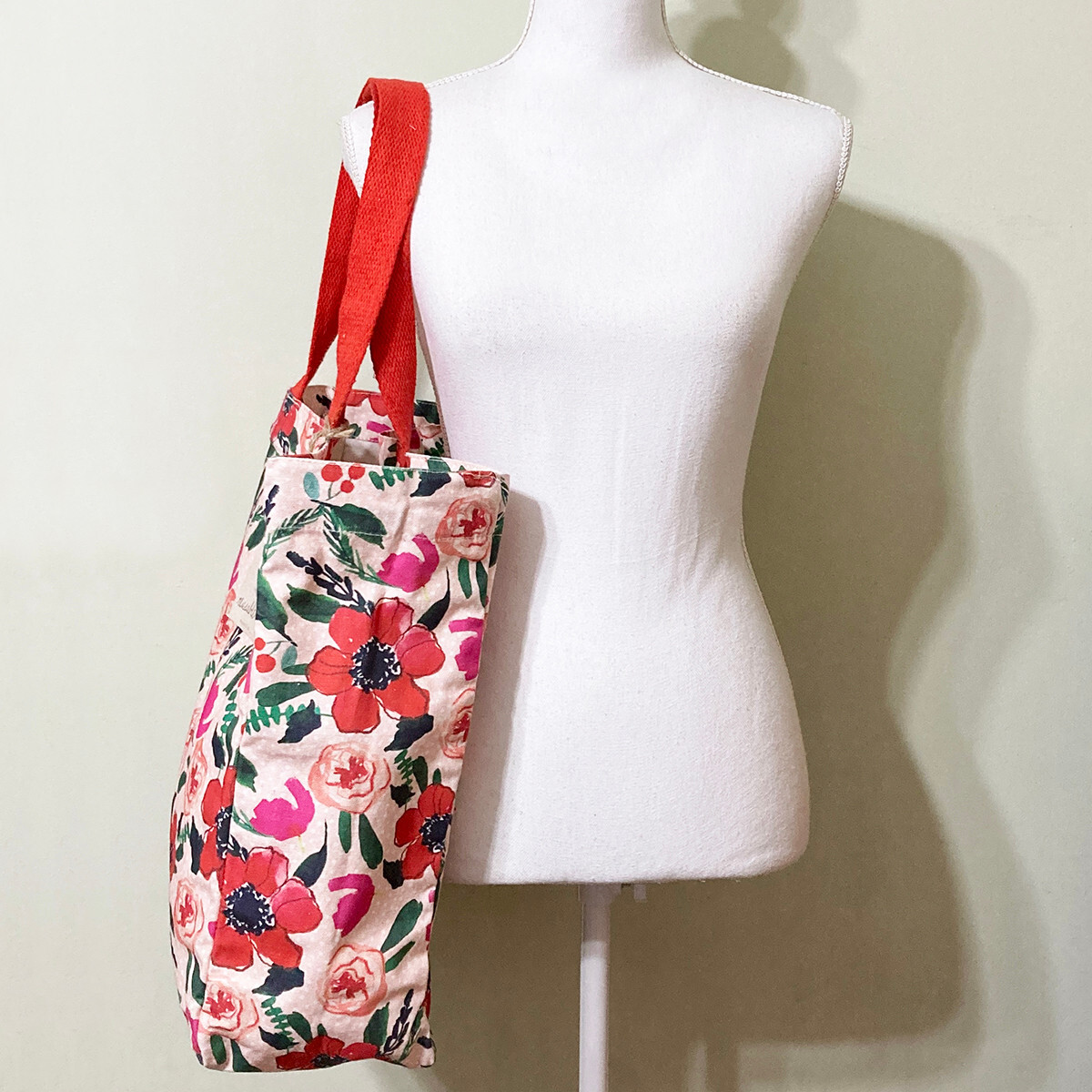 Poppies Roses Floral Canvas Tote Bag Large Cotton Reusable Shopper 