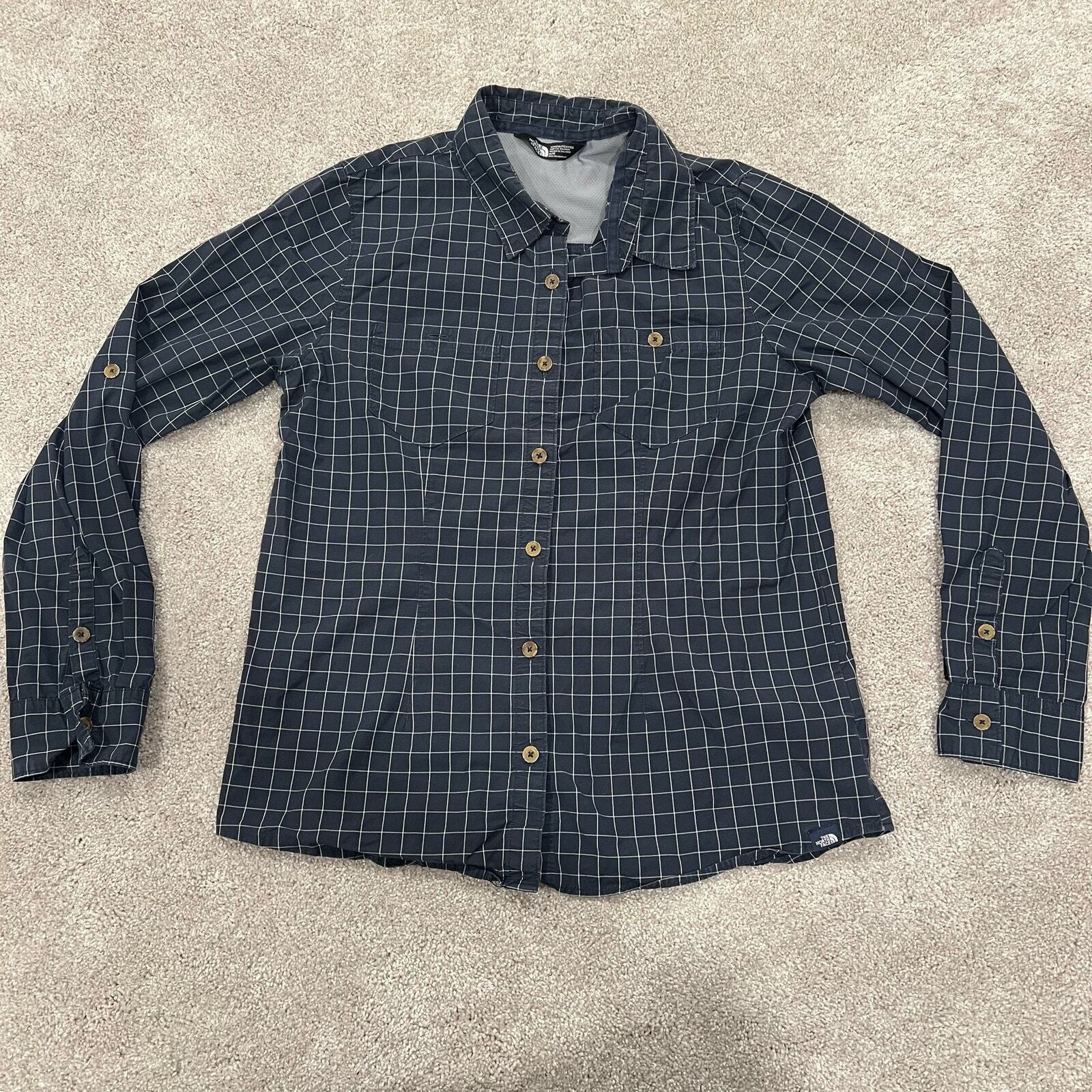 The North Face Women's Button Down Shirt Blue and White Size Medium thumbnail 7