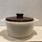 Vintage Anchor Hocking Fire King Casserole Dish Milk Glass 1 Quart W/lid 1436