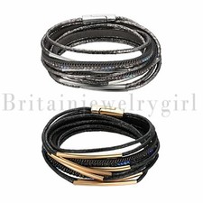 Boho Beads Stainless Steel Multilayer Leather Magnetic Bracelet for Women Girls