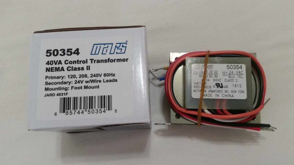 Mars 50354 Control Transformer 40VA 24V coil ,New, NEMA