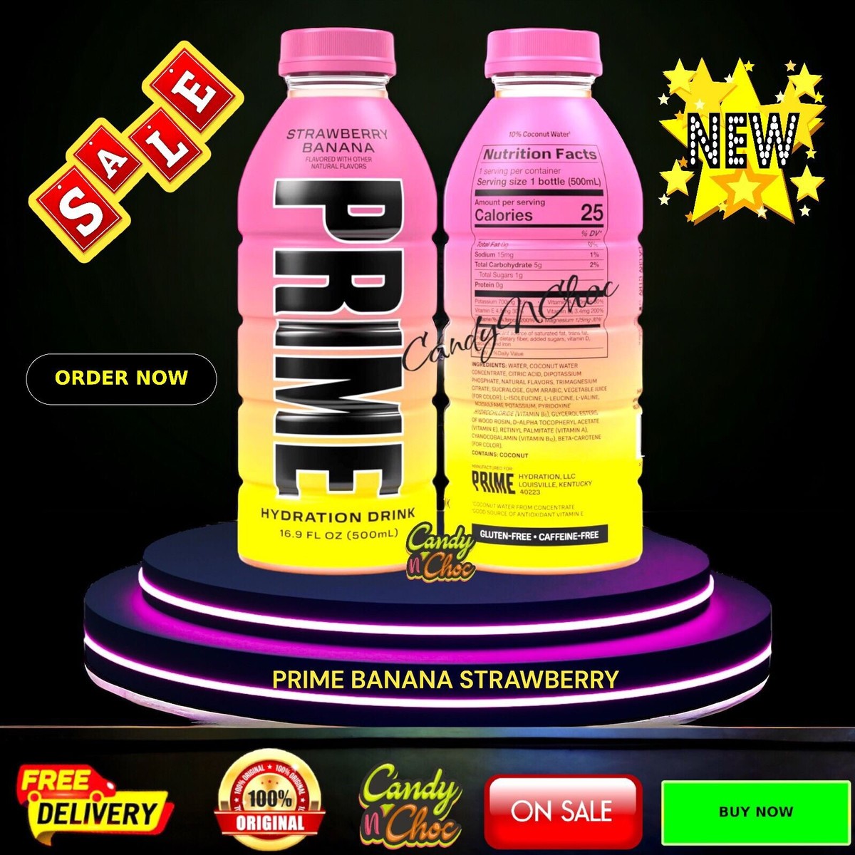 Prime Hydration Strawberry Banana, Bevanda Aromatizzata Alla Banana E Fragola Da 500ml – American Uncle - Foto 8
