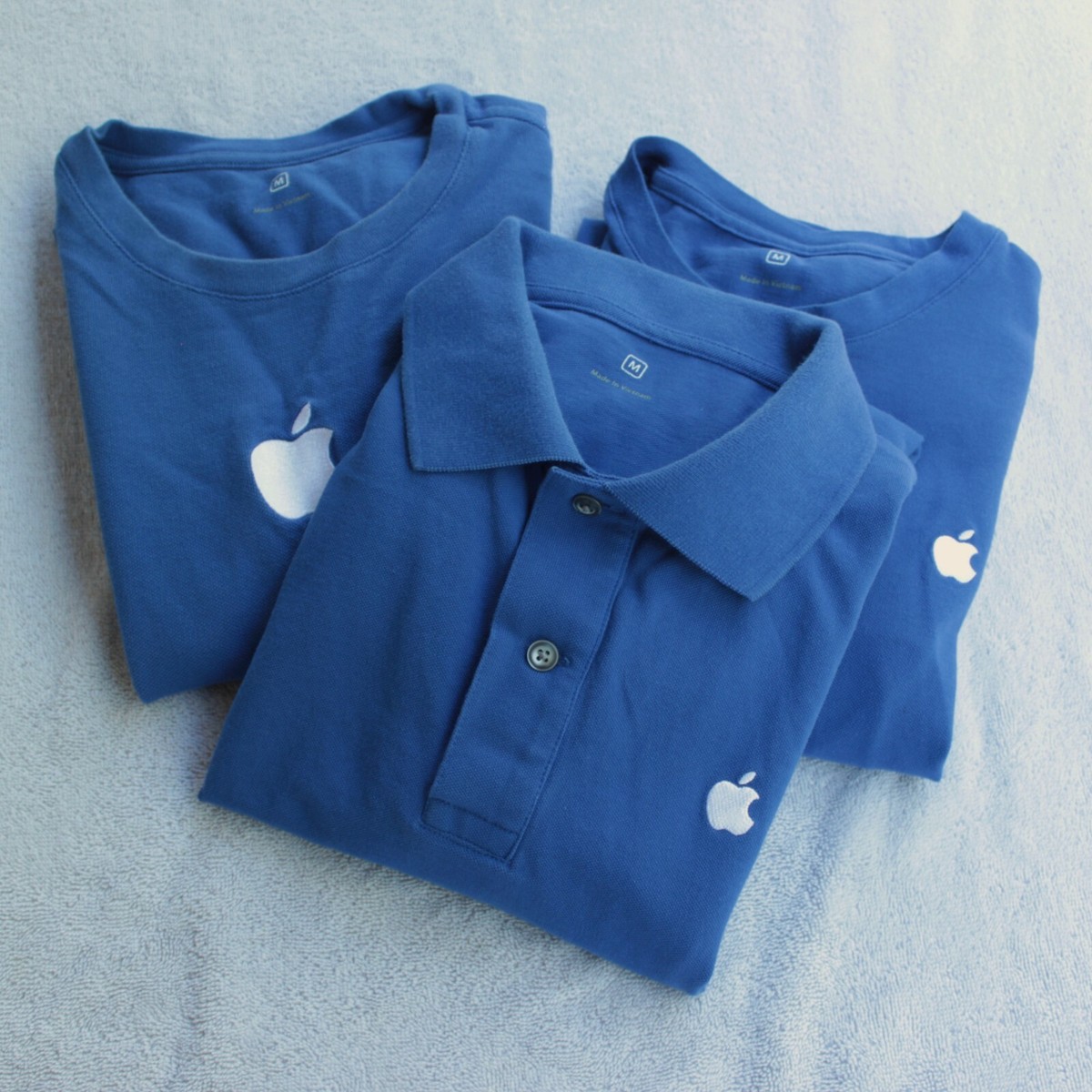 Lot Apple Computers Employee Textured T Shirt Polo Embroidered Logo  Sz M