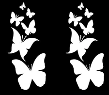 Butterfly Family Decal - Two 7" White Vinyl Decal Car Truck RV SUV Windows