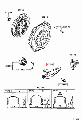 Genuine Hiace LH71 Hilux LN106 LN105 LN100 Clutch Release Fork & Pivot Ball Bolt - Picture 6 of 20
