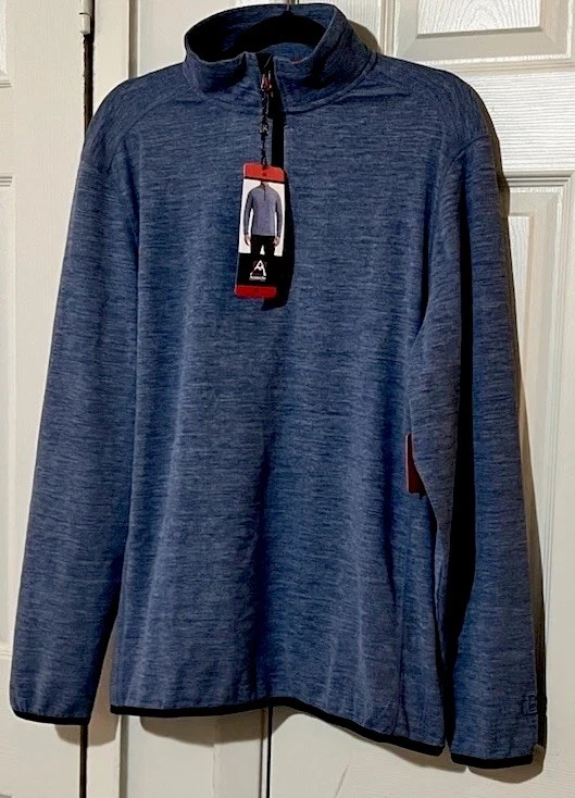 Avalanche Men's Quarter Zip Top Pullover Sweater 1/4 Zip Shirt Blue Medium