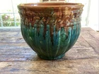 McCoy? Pottery Majolica Jardiniere Planter Blended Glaze Blue Green Brown Large