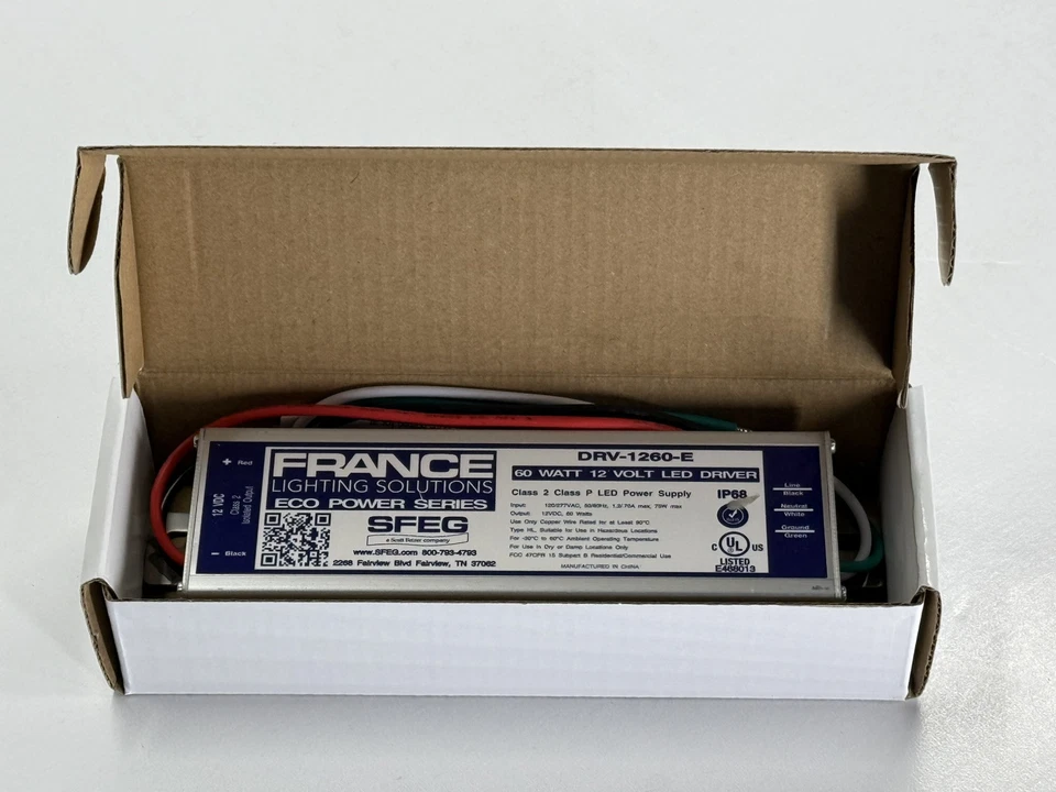 Fuente de alimentación LED SFEG DRV-1260-E 120-277 voltios 60 Hz 12 VDC 60 vatios Foto 2 de 2