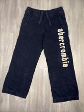 Abercrombie Kids Navy Sweatpants Boys Large Fleece Spellout Logo Blue Baggy Prep
