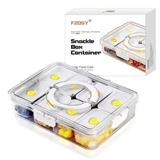 Snackle Serving Tray with Lid – Leak-Proof Upgraded Snack Platter for Dips, S...