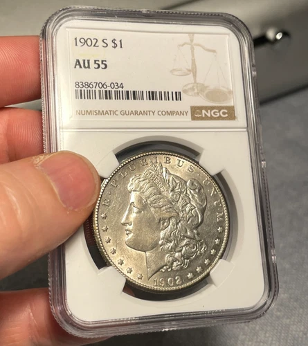 (#102460) Morgan Dollar: 1902 S.  NGC AU 55   Better date!   (see video!)