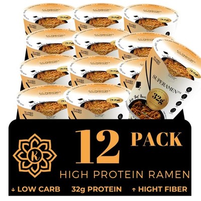 Protein Ramen Instant Noodles Soup  Spicy  Beef Flavor, 32g High PlantBased P...