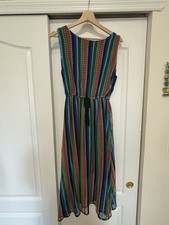 Anthropologie Eva Franco Rainbow Crochet Midi Sleeveless Striped Dress Sz 8