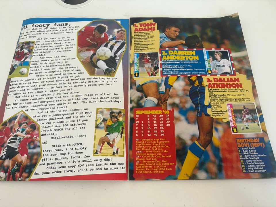 Vintage Match Magazine Match’s Hot 100 Sticker Album 1993 100% Complete  - Image 2 of 4