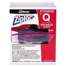 Ziploc Double Zipper Plastic Storage Bag 1.75 mil 1qt Clr Write-On ID Panel