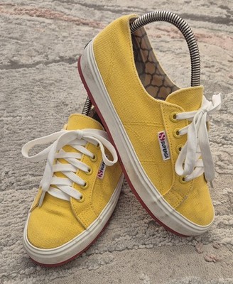Superga Trainers Womens UK (38) Yellow Low Top Lace Up Canvas