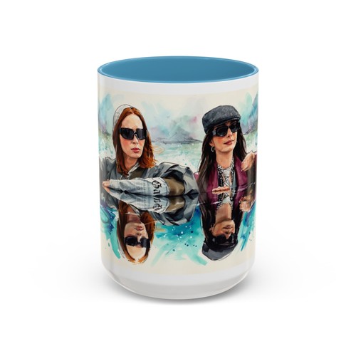 Actress Duo Boat Scene Coffee Mug | Accent Black Handle 11oz/15oz - Picture 18 of 29