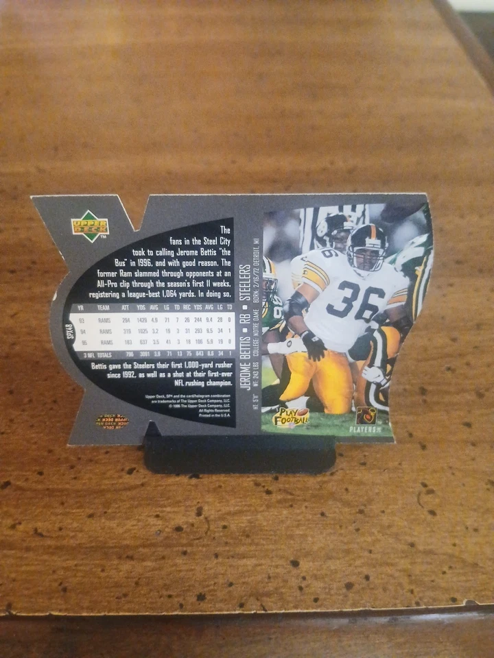 Upper Deck 1996 autografiado sin certificado de autenticidad Jerome Bettis #SPX48 Steelers Salón de la fama. Foto 4 de 4