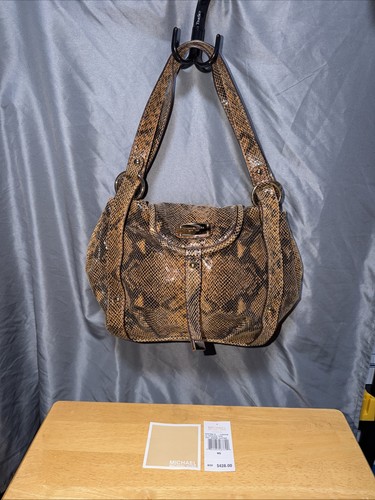 NWT Michael Kors Brimfield Large Leather Tote Shoulder Bag Python Snakeskin $428