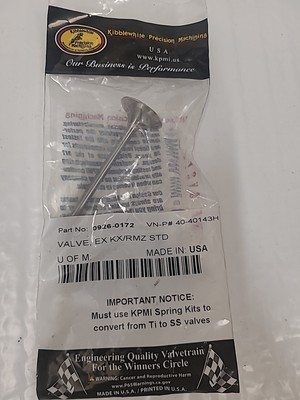 Kibblewhite Precision Machining Exhaust Valve Part# 0926-0172 VN# 40-40143H 