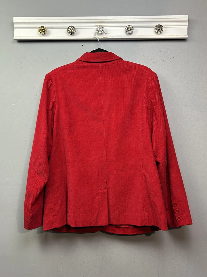 Denim & Co Blazer Womens Large Corduroy Jacket Workwear Button Pockets Classic - Image 2 of 4