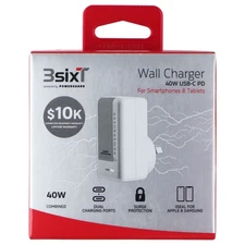 3SIXT PowerGuard Surge Protector 40W Dual USB-C PD Wall Charger - White (AU)