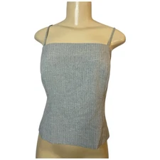 Vintage 90s Y2K Micro Houndstooth Gray Tank Top Large 13/14 Aesthetic Retro