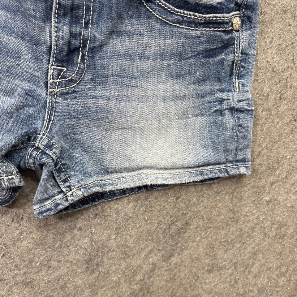 Miss Me Denim Curvy Shorts Women 29 Blue 3.5" Stretch Studded Stars Thick Stitch - Image 4 of 4