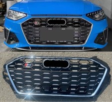 For Audi A4 S4 B9 2020-2024 Style Chrome Honeycomb Front Bumper Grille Silver