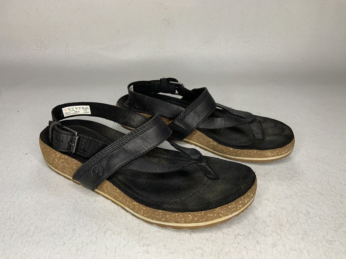 Timberland Malibu Waves Black Thong Ankle Strap Sandals Women's US7W UK5  EU38