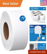 Scott 12 Jumbo Rolls Toilet Paper, 2-Ply, Non-Perforated, Eco-Friendly Solution