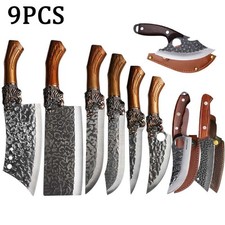 9PCS Professional Stainless Steel Kitchen Chef Knife Set for Butcher Fish Pizza