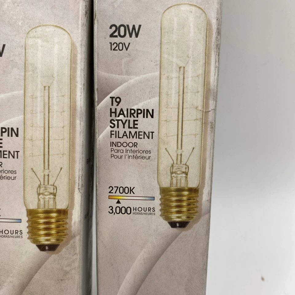2-Pack Satco Vintage T-9 Bulb, 20 Watt Hairpin 120 Volt - New! - Image 3 of 3