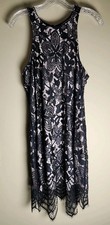 Express Medium Sleeveless Black Lace W/beige Lining Stretch Dress NWOT
