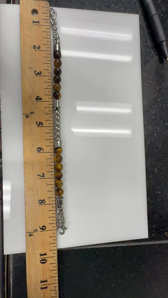 Pulsera Franco BlackJack Para Hombre Ojo de Tigre Acero Inoxidable Cuentas Foto 3 de 4