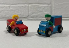 Vintage BRIO #33629 Speedy Sports Car #33628 Delivery Van Wooden Railway Trains