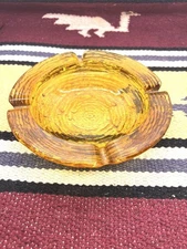 Fire King Amber Glass Ash Tray Rare Excellent Condition